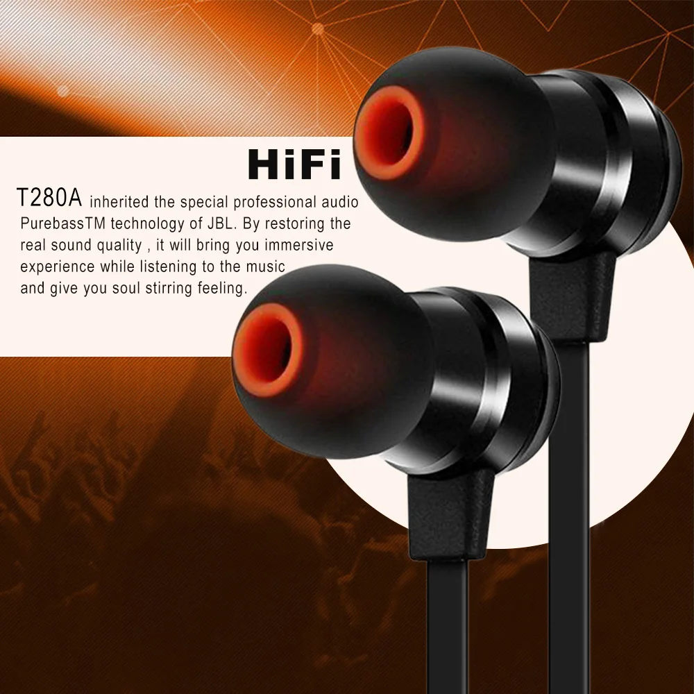 JBL T280A 3,5 мм проводные наушники стерео музыкальные наушники Hands-free с микрофоном шумоизоляция гарнитура