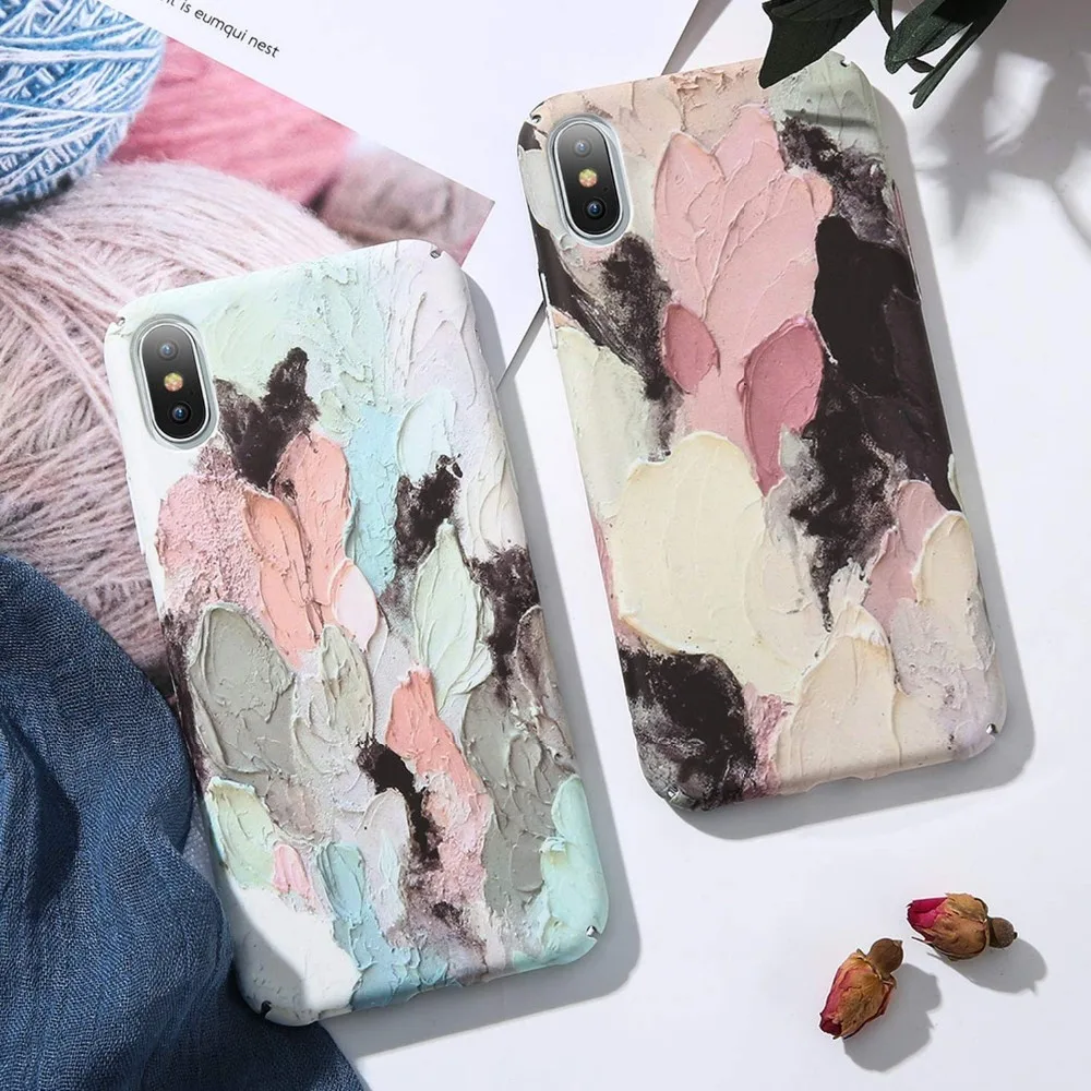 Поддельные картина маслом установлены Жесткий телефон чехол для iPhone 6 6s 7 8 плюс X XR