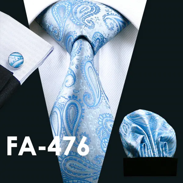 FA-982 Barry. Wang, мужские галстуки, черные, новинка, Шелковый жаккардовый галстук, Hanky, запонки, набор, мужские деловые подарочные галстуки для мужчин - Цвет: FA0476