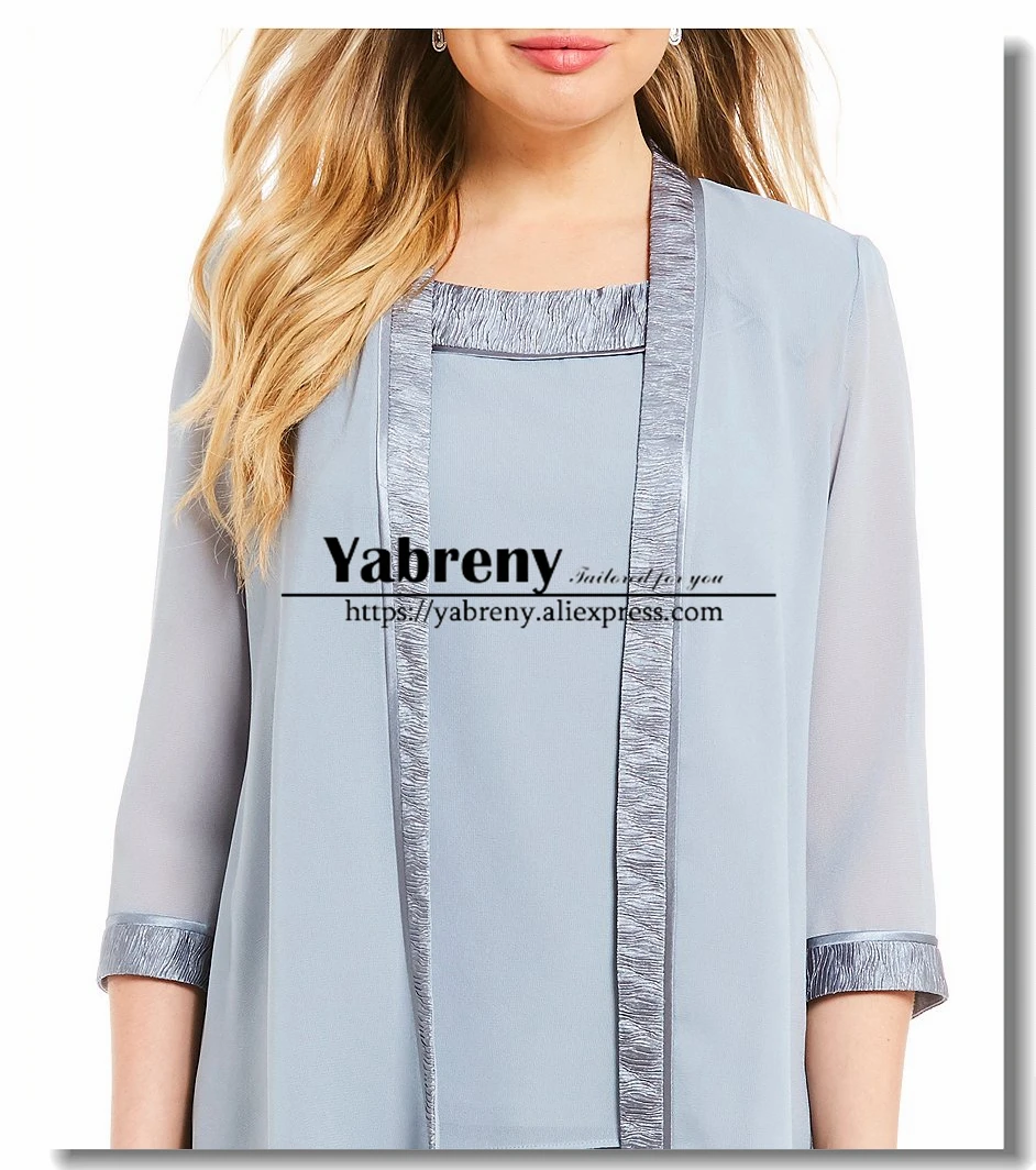 blue Chiffon Three p ieces Mother of the bride pants suit with Elastic waist Beach wedding | Свадьбы и торжества