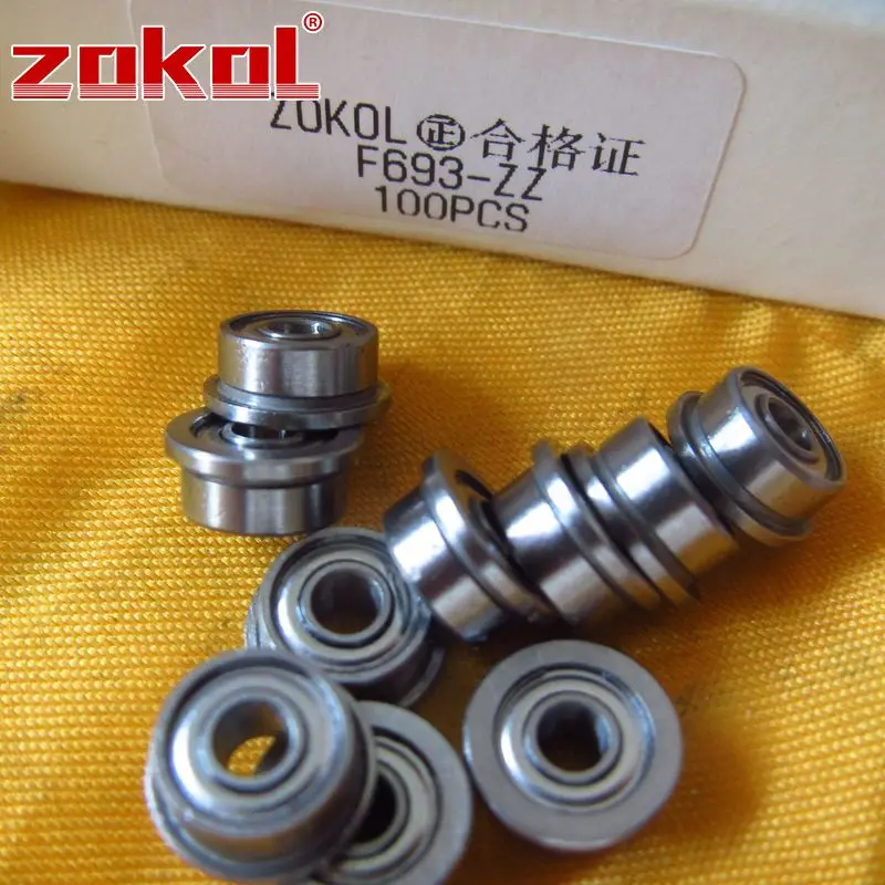 Подшипник ZOKOL F693 ZZ фланцевый подшипник F693ZZ с глубоким желобом шариковый 3*8 (9 5) * 4