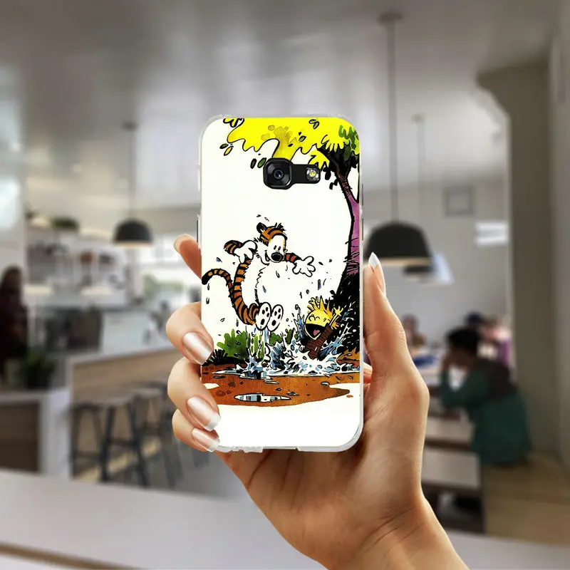 Soft TPU Silicone Transparent Cell Phone Cases Bags For Samsung Galaxy J1 J2 J3 J5 J7 A3 A5 A7 2016 2017 Shell Calvin and Hobbes | Мобильные