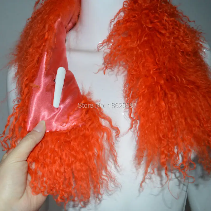 Бесплатная доставка зимний женский ошейник из овечьей шерсти оранжевого цвета