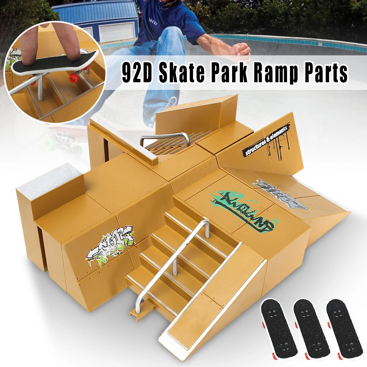 

92D Skate Park Kit, рампы для Tech Deck Fingerboard, отличный подарок для любителей экстремальных видов спорта, спортивные тренировки
