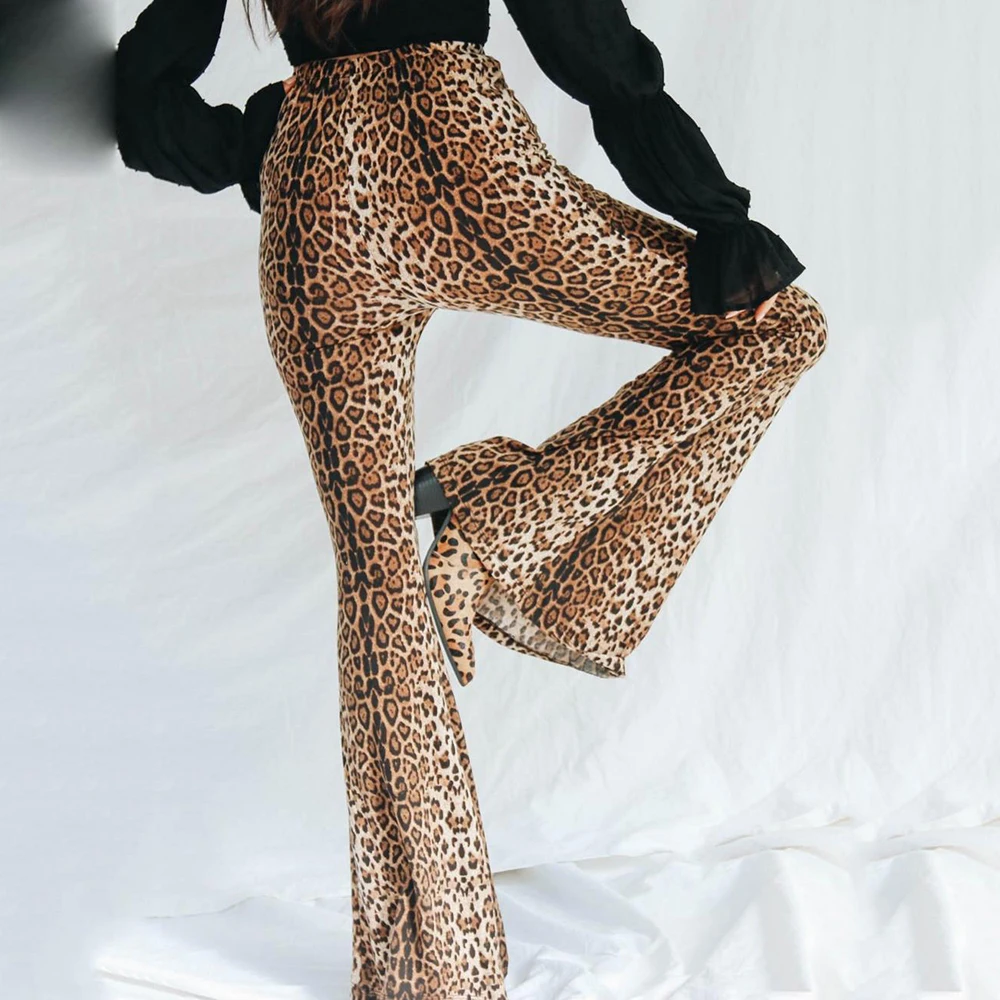 Хлопок для похудения Leopard Высокая талия брюки осень 2019 Весна Повседневная одежда