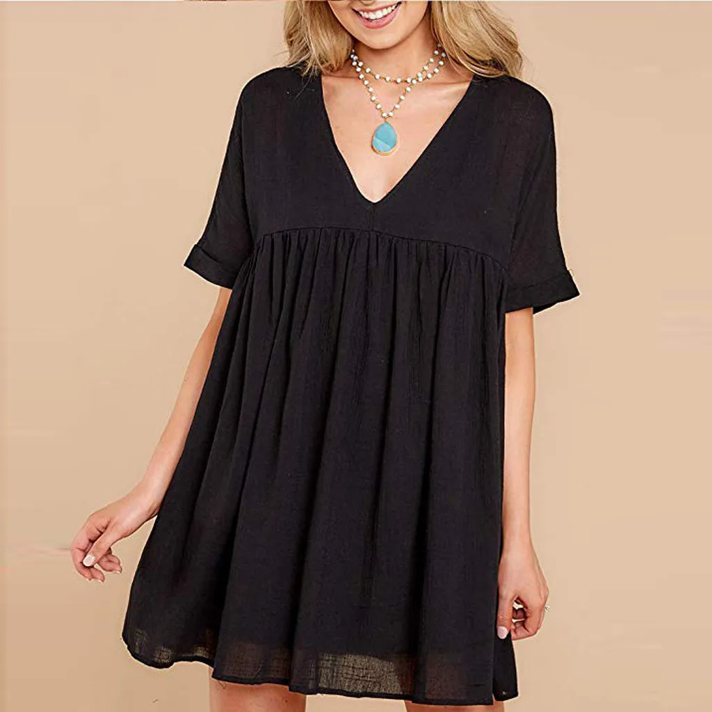 Летние Платья повседневные женские Мими платье vestidos de verano короткий рукав v