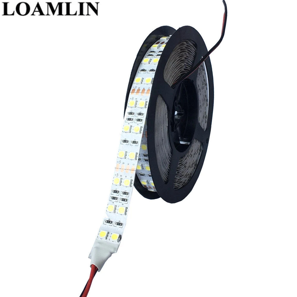 Двухрядная Светодиодная лента гибкий светильник 5050SMD 120 светодиодов/м