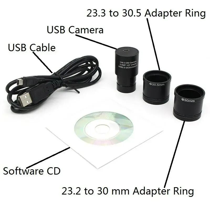 HD CMOS USB 2.0MP USB универсальный цифровой окуляр микроскоп камера электронный окуляр монтажный размер 23,2 мм с кольцевыми адаптерами