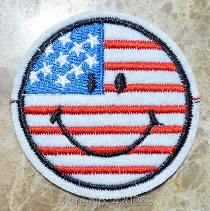 

face retro boho hippie 70s fun smile ~ USA Flag Iron On Patches, sew on patch,Appliques, Made of Cloth,100% Quality