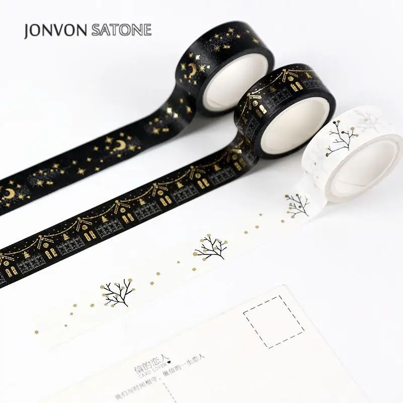 Jonvon Satone 10 шт. японская разрывная и бумажная лента стикер черно белый дневник
