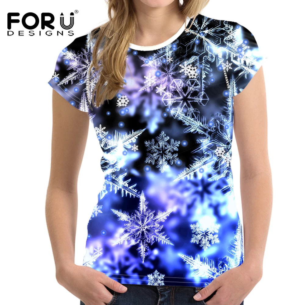 Женская футболка с 3D принтом FORUDESIGNS летняя цветочным | одежда