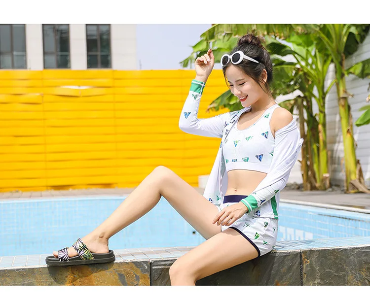 Подростковый купальник Rashguard купальный костюм для женщин с длинным рукавом Plavky купальники полный раздельный танкини больших размеров