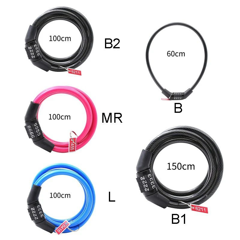 

Bicycle Mountain Bike Code Lock Anti-theft Steel Portable Security flexible Wire Lock Bicycle Parts Accessories