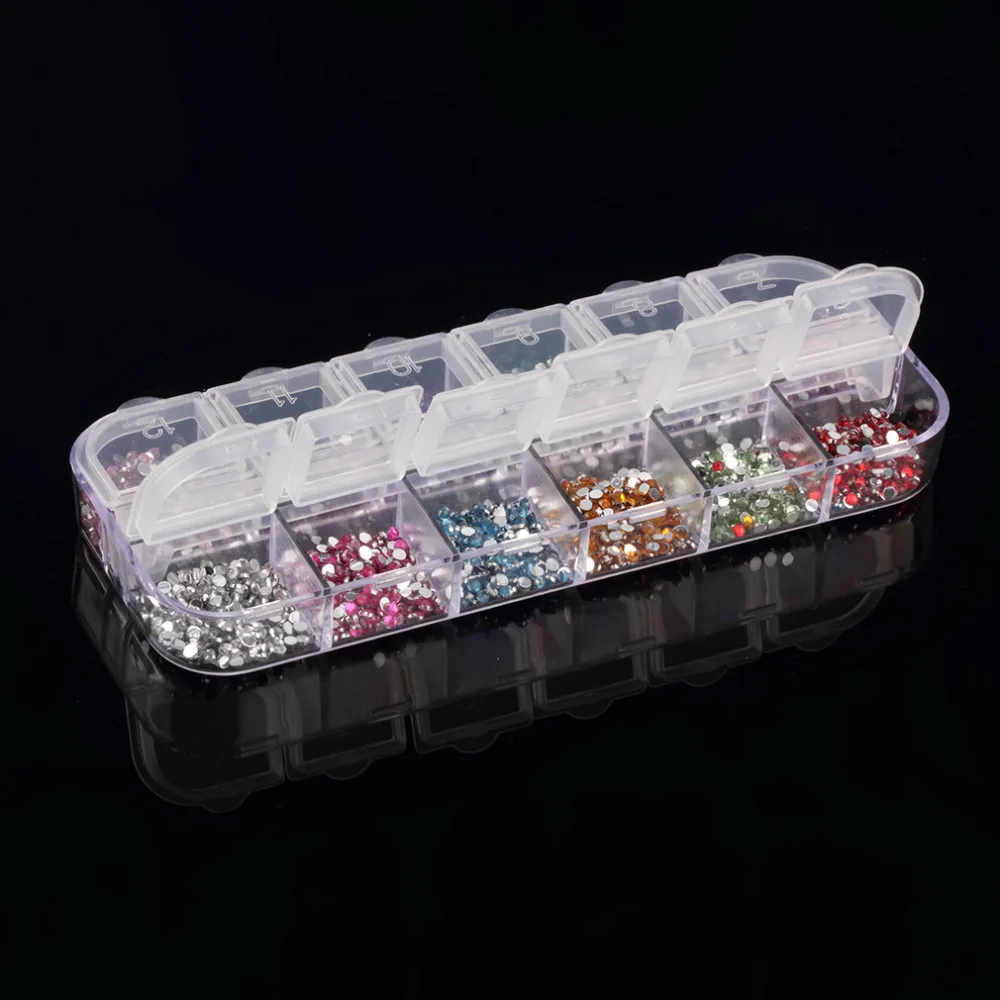 3000 шт микс 12 цветов Круглый Круг Rhinestore украшение с жестким чехлом для гибкий