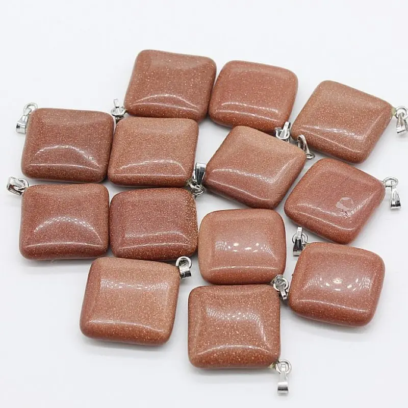

QianBei Bulk 30pcs Natural Sands Stone Square Loose Spacer Beads Charm Making Bracelet Necklace Pendant Jewelry free shipping