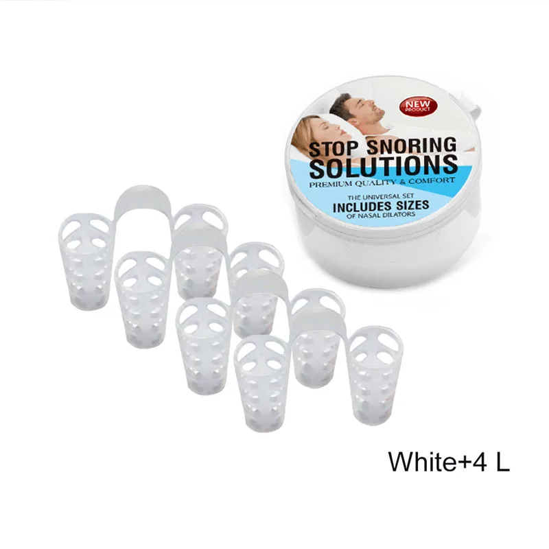 white 4L 8 шт./кор. против храпа апноэ зажим для носа против храпа дышать помощь остановить устройство против храпа, оборудование, решения Стоп храпа - Цвет: white 4L