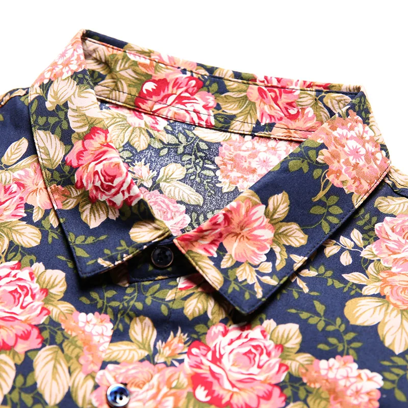 

New male long sleeve floral clothes spring mens fashion printing shirt pure cotton flowers dress shirts free shipping