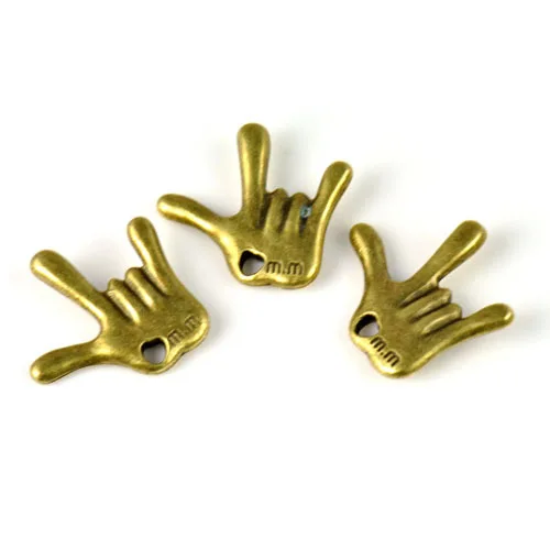 Я люблю тебя рукой с пальцами знак античная бронза палец я Шарм Подвески