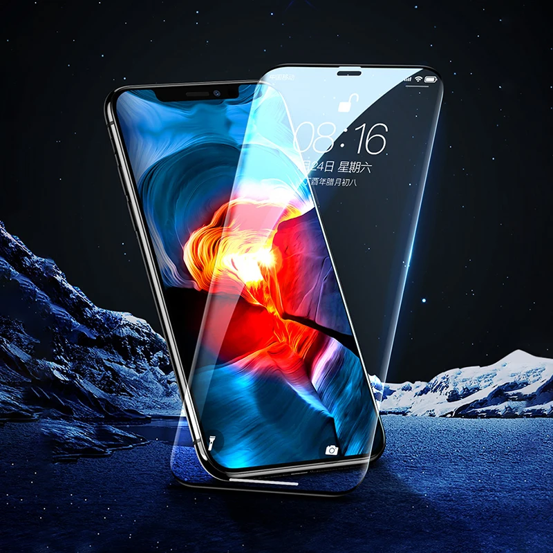 Изогнутое закаленное стекло с клеем для iPhone X XR Xs Max Защита экрана Apple 6 7 8 plus