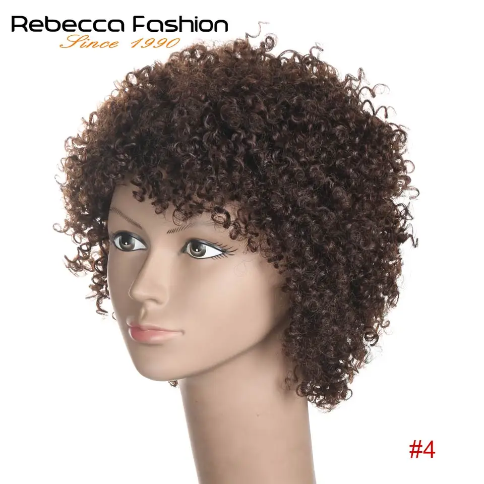 Короткий парик Rebecca кудрявый из 100% человеческих волос бразильские кудрявые
