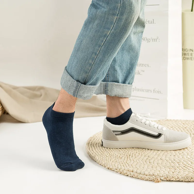 5 пар носков для мужчин на весну и лето простые однотонные хлопковые нескользящие