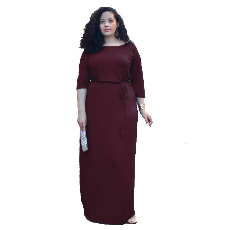 Лето элегантных женщин макси dress 2017 плюс размер l 3xl свободные о шеи эластичный