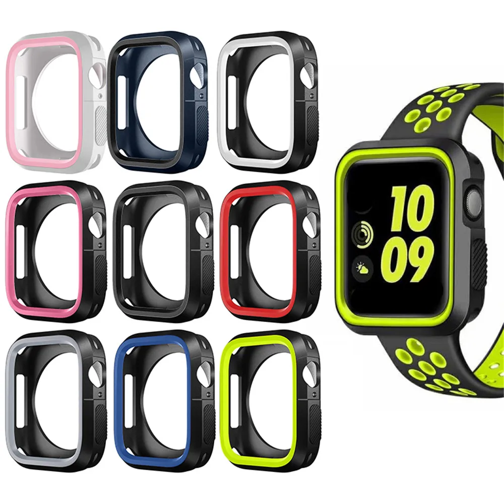 Модный двойной силиконовый чехол для Apple Watch Series 1/ 2/3 с полной защитой 42 мм 38 i 4