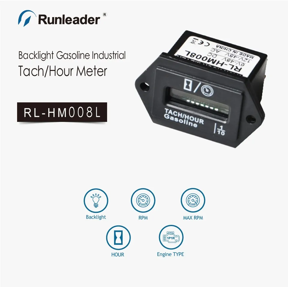 Runleader оснастки в цифровой индукционный промышленный бензиновый Тахометр Счетчик часов для морской ATV Лодка Трактор культиватор генератор