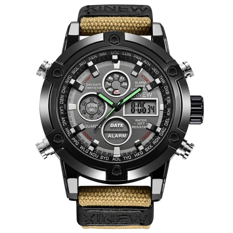 Бренд класса люкс новинка 2019 модные повседневные мужские часы военные кожаный