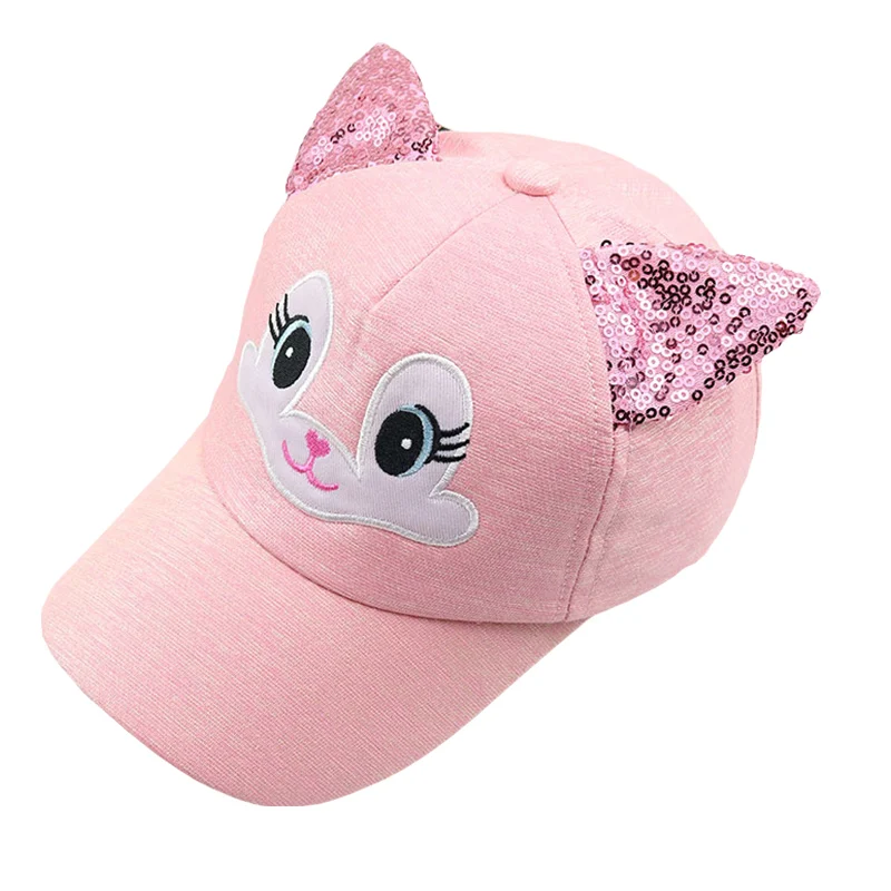 dark pink Детская шляпа мультфильм ребенок Корейский кошачьи уши хлопок бейсболки Весна Лето мальчик солнечные шляпы девушки шапочки дети фотографии реквизит - Цвет: dark pink