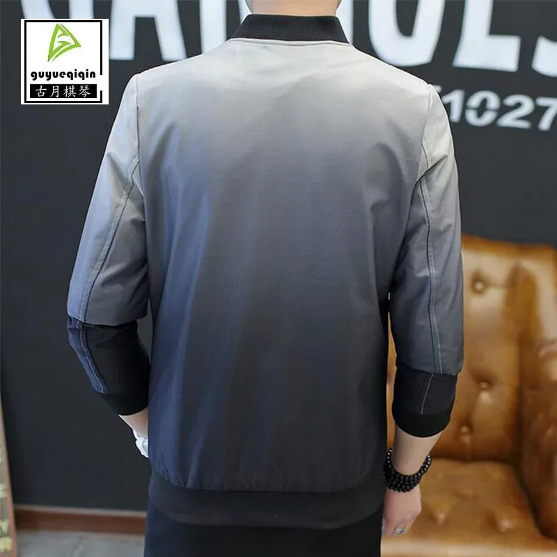 2017 Демисезонный градиент куртка Мужская Одежда корейский Тонкий молнии Стенд