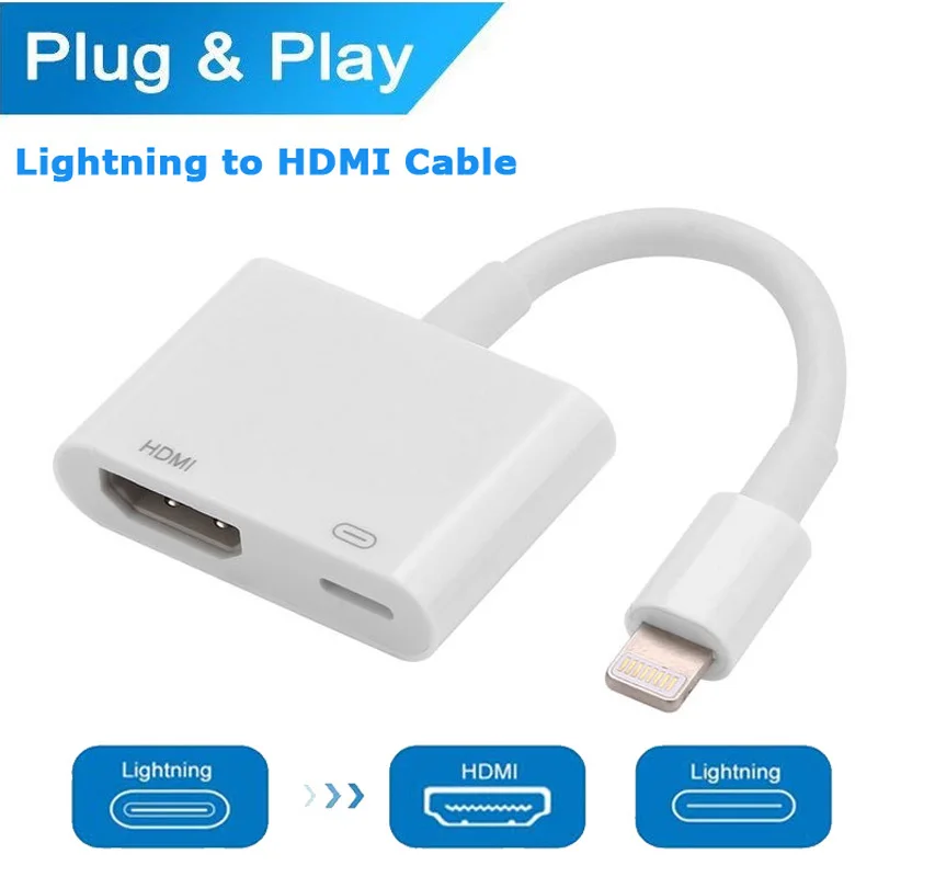 2 в 1 цифровой av адаптер для кабеля Lightning HDMI с зарядным портом 1080P Аудио Разъем iPhone