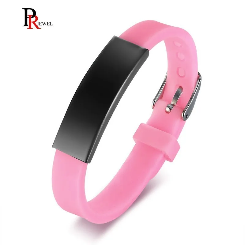 

Pink Silicone Bracelets for Women Girl Gifts Jewelry 14-19cm Length Adjustable