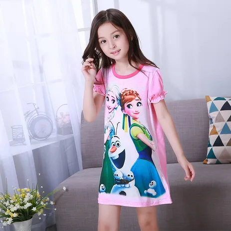 Новая рубашка для сна летние платья пижамы для девочек Милая хлопковая Ночная сорочка на бретельках, Детская верхняя одежда, платье ночное белье для девочек Детская ночная рубашка, K1 - Цвет: style 18