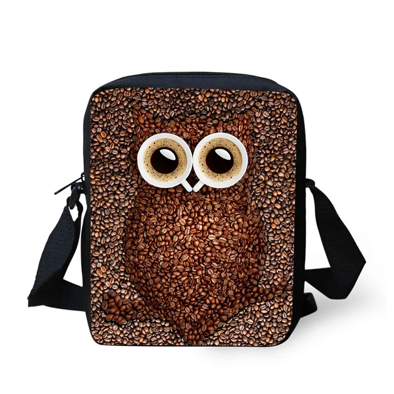 coffee prints crossbody bag for men Small Shoulder Bag Cute fox Ladies Girls Crossbody Brand Kids Messenger Bags | Багаж и сумки