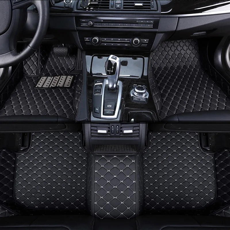 Автомобильный коврик, коврик, коврики, кожаные аксессуары для Skoda fabia 1 2 3 kodiaq octavia 1 2 a5 a7 rapid - Название цвета: black