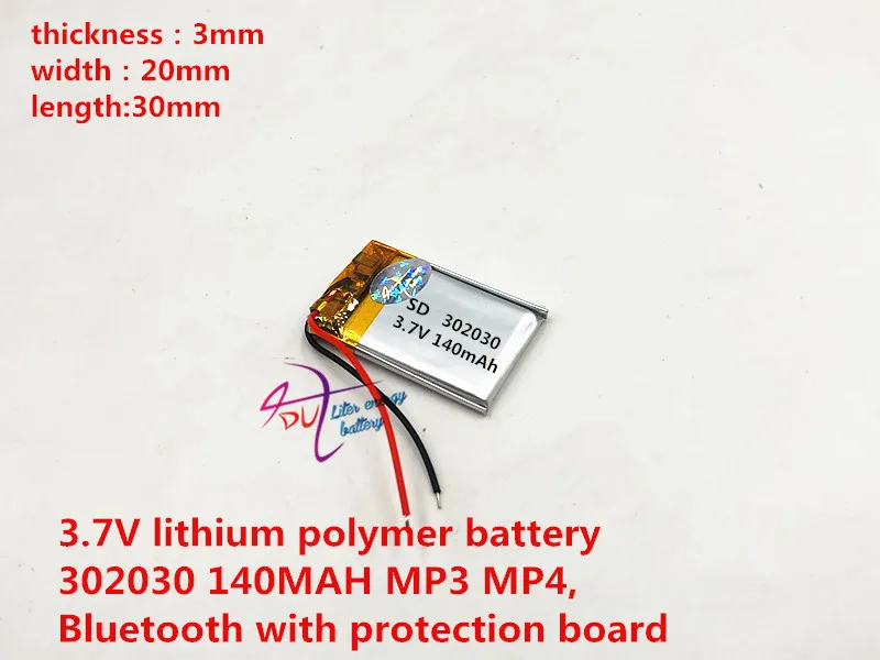 302030 140mah 3.7V mp3/4 bluetooth GPS locator batteries battery lithium polymer toys | Электроника