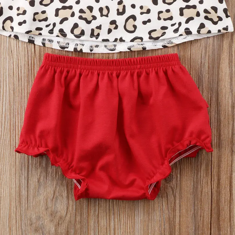2018 new summer kid outfit set Newborn Flower Baby Girls sleeveless Leopard Tops +Tutu shorts Pant Headband 3pcs Outfits Clothes | Детская