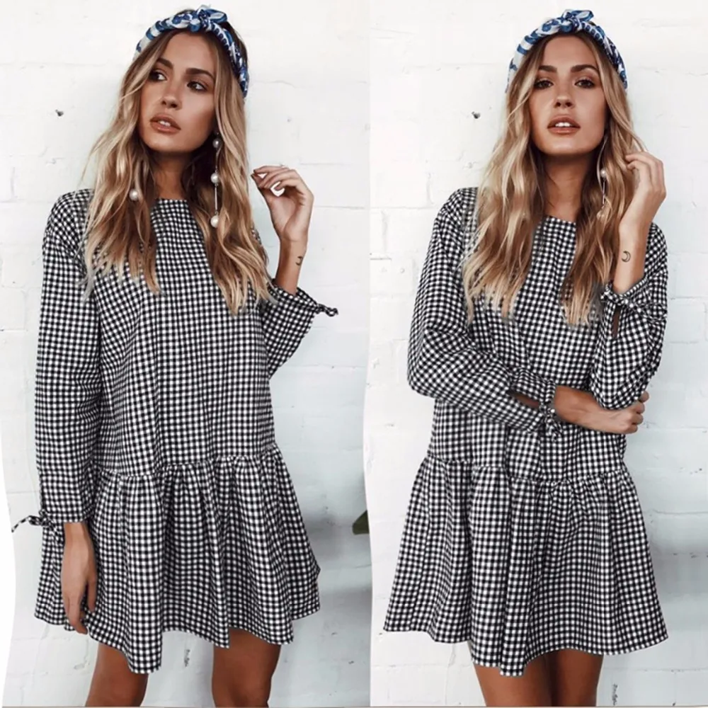 2017 осеннее женское свободное кружевное платье с длинным рукавом Модное Новое