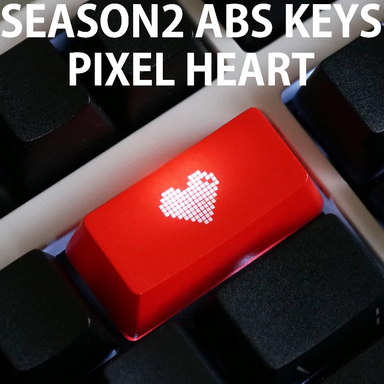 

Novelty Shine Through Keycaps ABS Etched, Shine-Through pixel heart black red custom mechanical keyboard enter backspace alt win