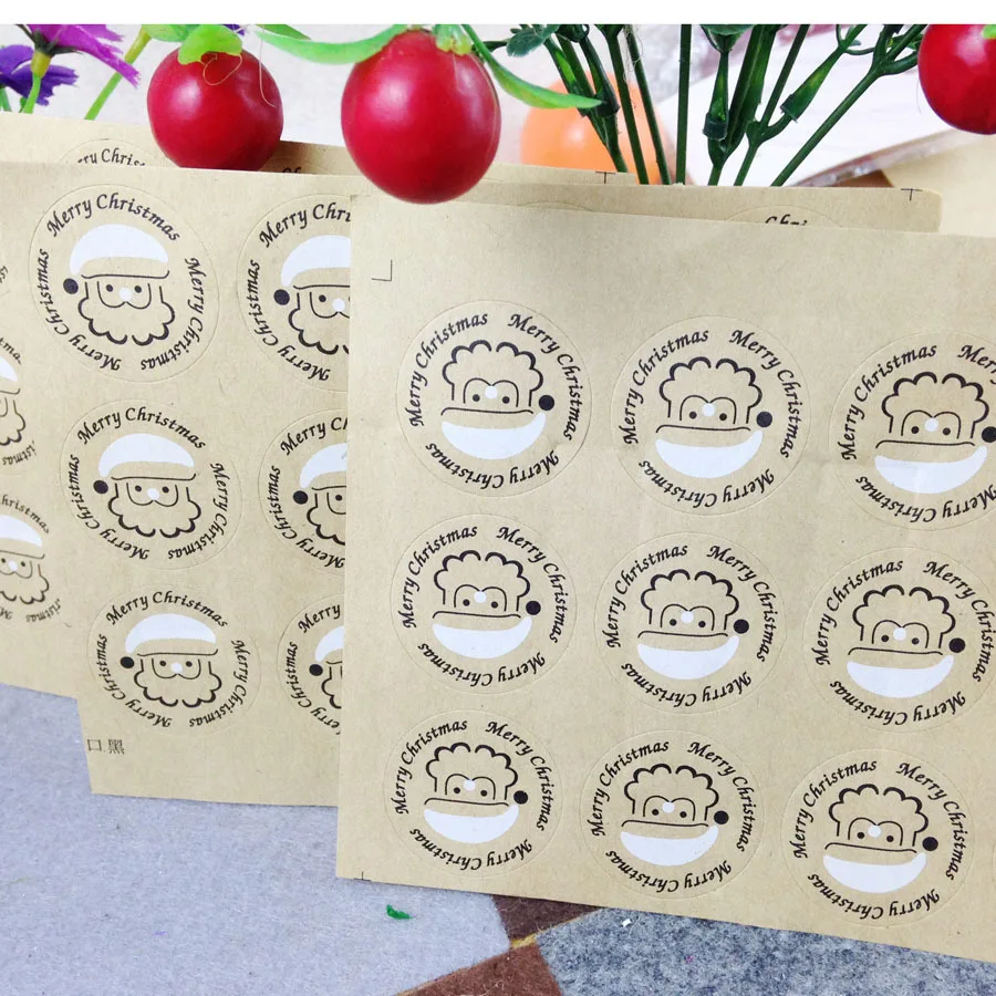 1200 шт./лот Счастливого Рождества ярлык наклейка благодарим Вас крафт r 30 мм