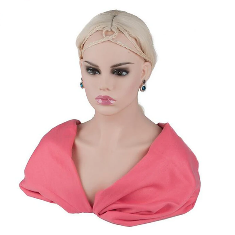 New High-end luxury Female Realistic Mannequin Head PVC Hat Glasses Diamond Necklace Display Mold Manikin Stand For Wig