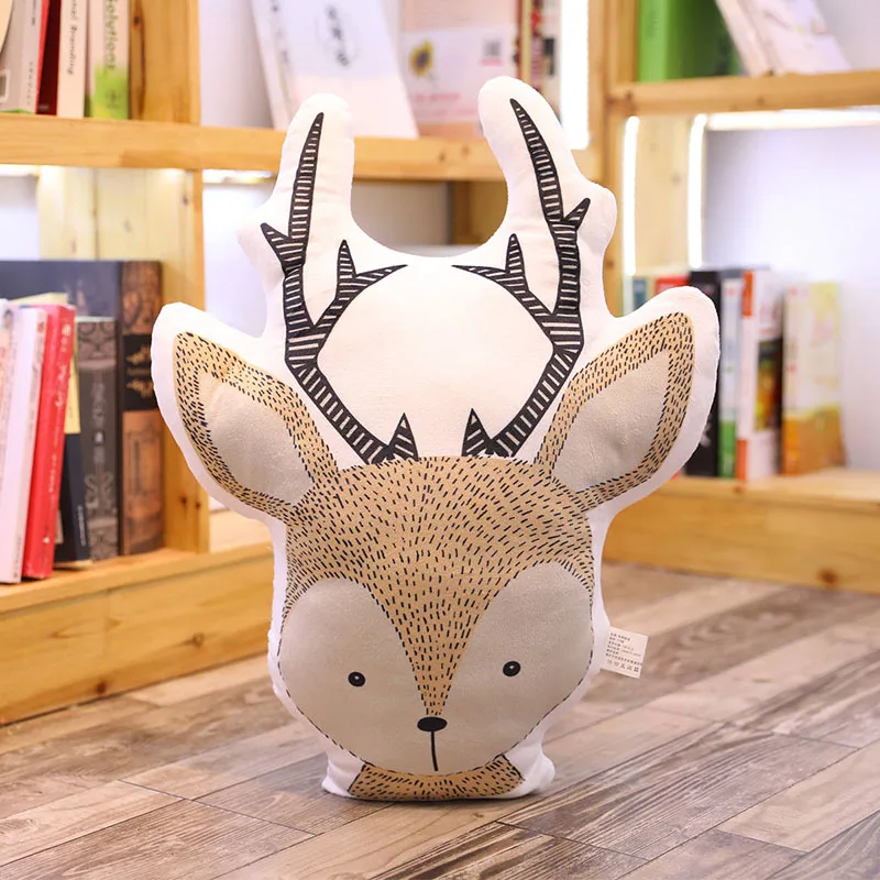 Deer Детский слон, лиса, олень, медведь, жираф, кролик, мягкие игрушки, милые животные для сна, плюшевая игрушка, мультяшная подушка, подушка для детей, подарки - Цвет: Deer