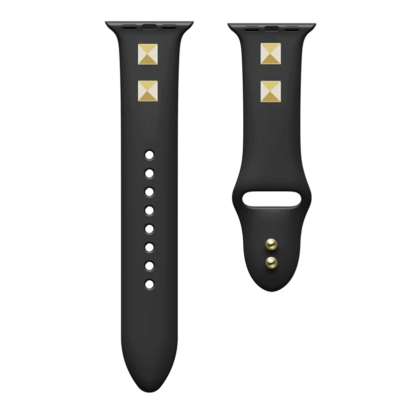 Мягкий спортивный силиконовый ремешок для Apple Watch ремешок 44 мм 40 мм 42 мм 38 мм браслет для iwatch 4 3 2 1 панк заклепки Стиль Ремешки для наручных часов