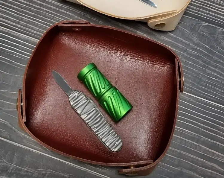 

A117 EDC desktop storage tray leather multi-function storage bag vegetable tanned leather leather tool tray leather goods