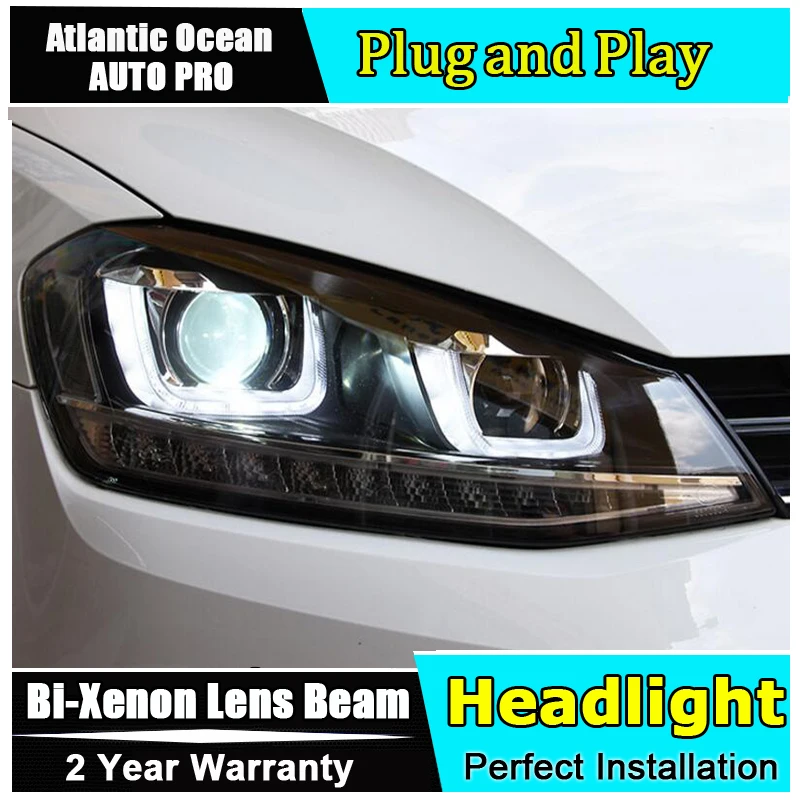 

2013-2017 For vw golf 7 headlight Double U Angel Eyes DRL For vw golf MK7 car styling H7 Bi-xenon Double lens parking LED light