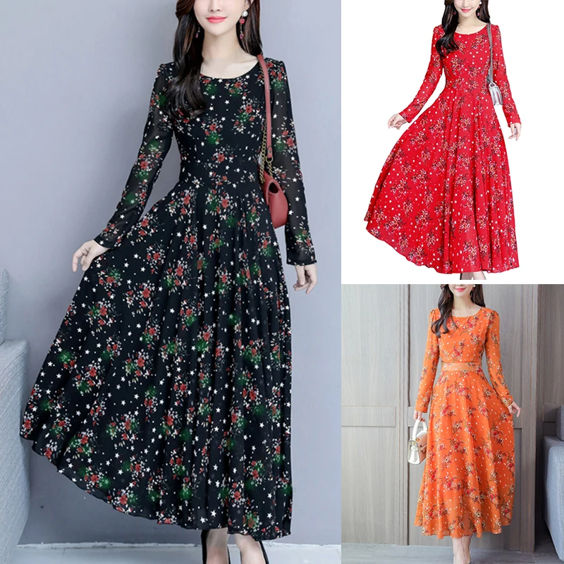 Женское платье с круглым вырезом и цветочным принтом богемное пляжное