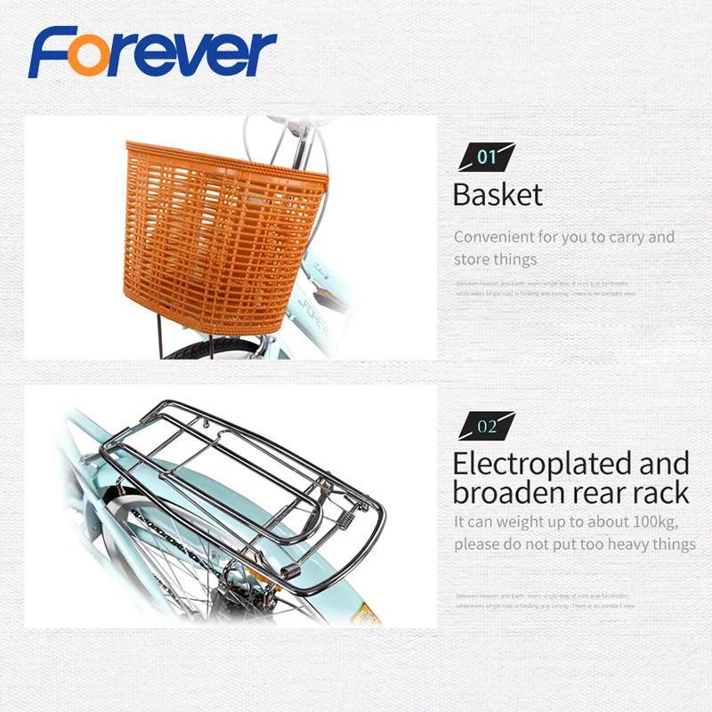 FOREVER Shuttle, Дамский велосипед, высокоуглеродистая стальная рама для студентов, коммутирующих, принцесса, городской велосипед, коммутирующий велосипед для женщин, 24 дюйма