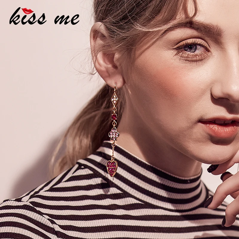 Женские Элегантные серьги KISS ME в виде сердца стразы ювелирные изделия|dangling earrings