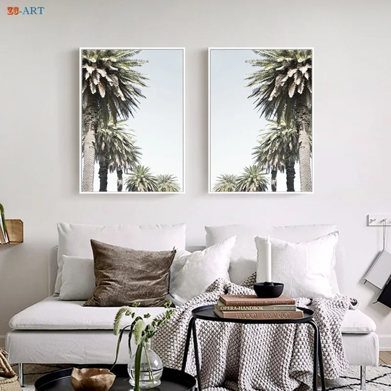 Плакат с принтом пальмы большая Настенная картина пейзаж холст живопись